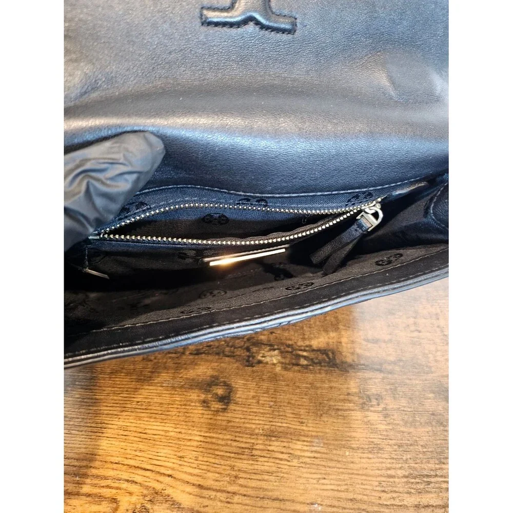 Tory Burch Black Quilted Leather Shoulder Bag with Gold Chain